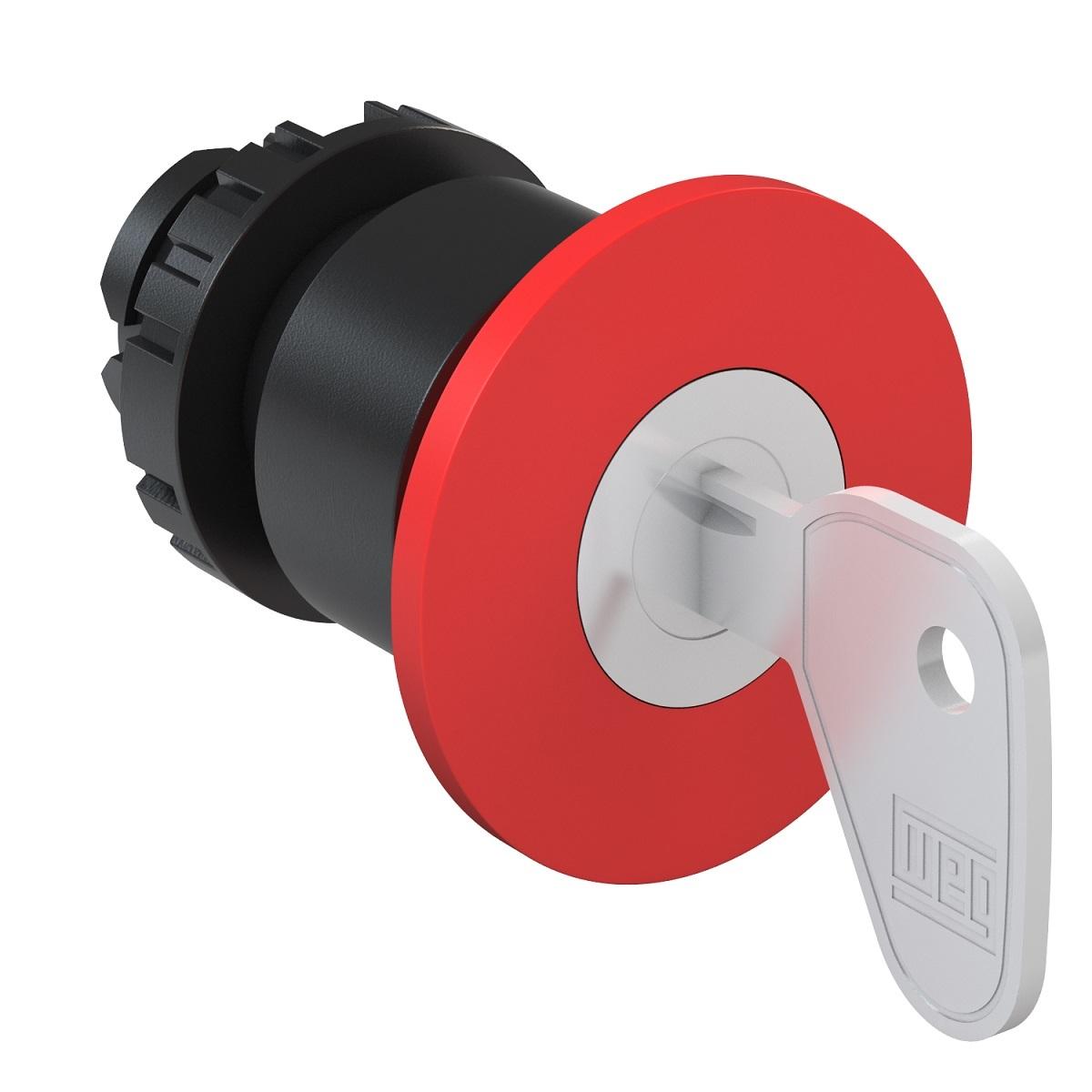 Pulsador Parada de Emergencia Rojo - IP66 - Con llave para soltar - Hongo 40mm