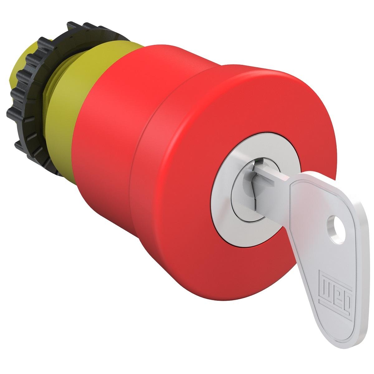 Pulsador Parada de Emergencia Rojo - IP66 - Con llave para soltar - IEC 60947-5-5